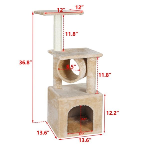 Three Levels Cat Tree Activity Tower Furniture Scratching Post Condo Fur… - Picture 2 of 6